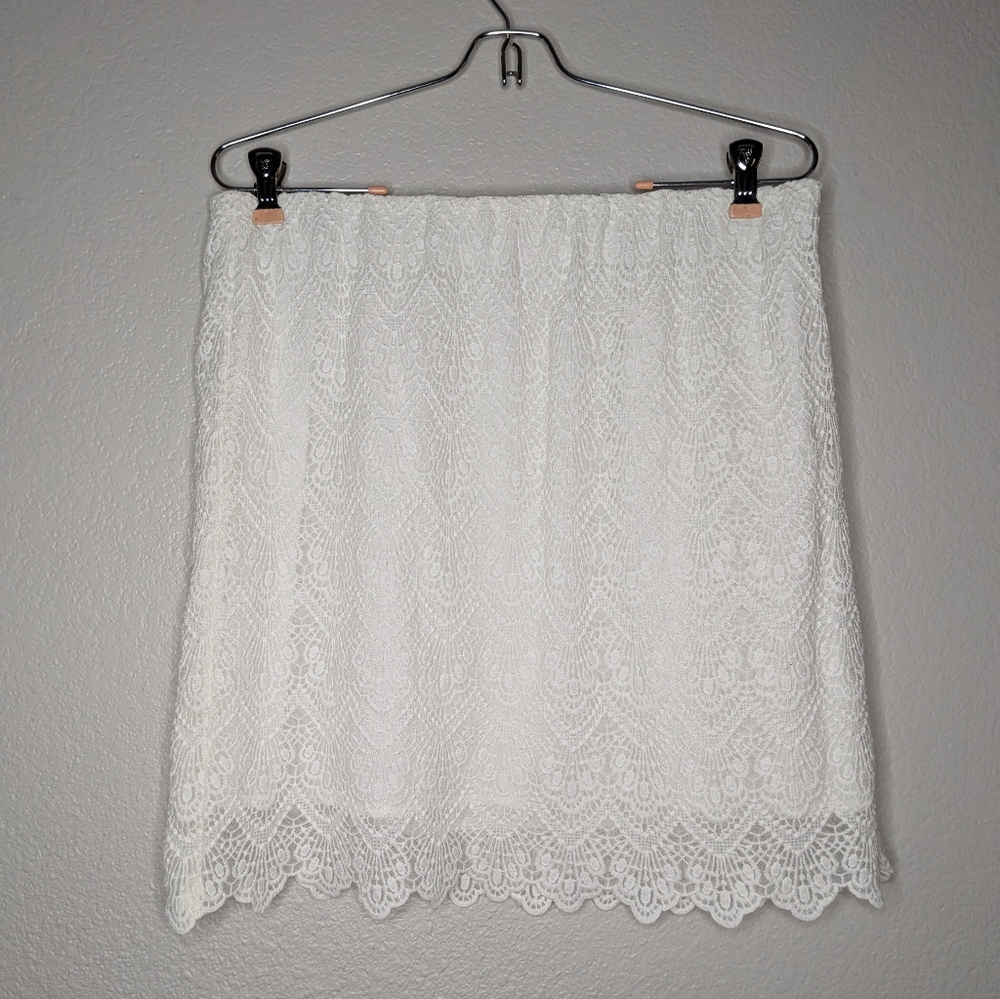 J. Crew Womens White Floral Lace Feminine Coquette Soft Girl Mini Pencil Skirt 8